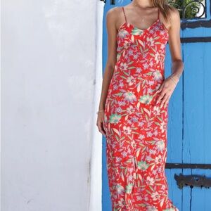 NWT RESA red floral slip dress Baja Collection women size M
